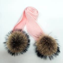 Parent-Child Winter hats Cute Baby fur Pompon Hat Scarf Sets Real Natural Fur Ball Caps Mother Kids Warm Knitted Hats Winter Bea
