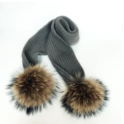 Parent-Child Winter hats Cute Baby fur Pompon Hat Scarf Sets Real Natural Fur Ball Caps Mother Kids Warm Knitted Hats Winter Bea