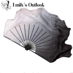 2 Layers Half Moon Real Silk Veils Double Side Fan Pair For Women Belly Dance Show Props White Black Gradient Shuimo Veil 76cm
