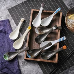 Ceramic Spoon Japanese Retro Bone China Green Black 14.5*4.5cm Rice Scoop Tableware Household Kitchen Supplies Dinnerware