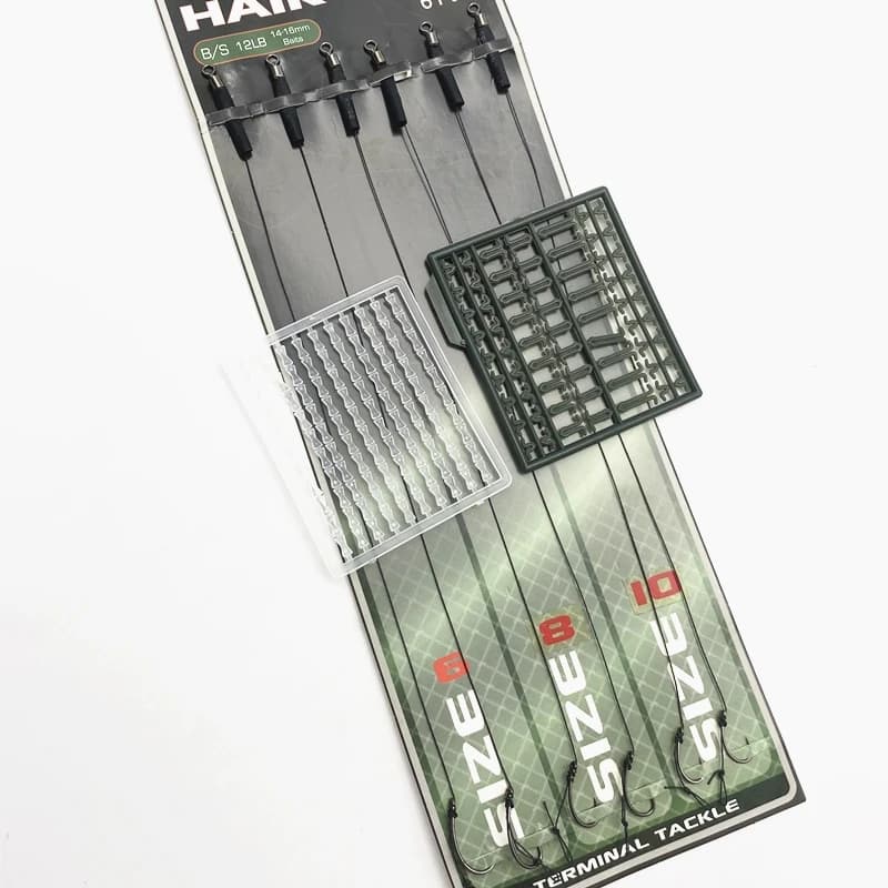 1set=6pcsHook Size 6#8#10# Carp Fishing Barbless Hook Bait Stopper Boillies Carp Fishing Hair Rigs Ready Made Boilie Hand Tied