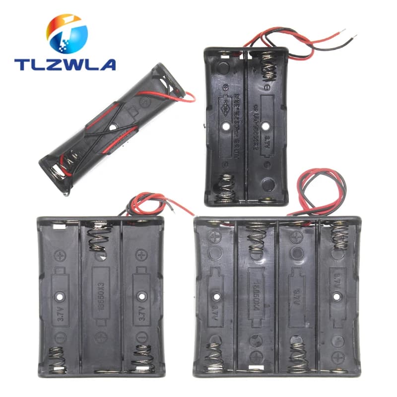 1PCS Black Plastic 1x 2x 3x 4x 18650 Battery Storage Box Case 1 2 3 Slot Way DIY Batteries Clip Holder Container With Wire Lead
