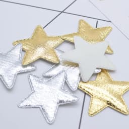 50Pcs 40mm Gold and Silver Cloth Star Applique Padded Patches for DIY Craft Clothes Hairpin Wedding Decor Accessories