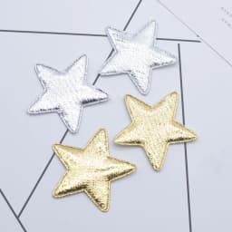 50Pcs 40mm Gold and Silver Cloth Star Applique Padded Patches for DIY Craft Clothes Hairpin Wedding Decor Accessories