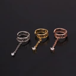 New 1Pc Adjustable Cz Ear Cuff No Piercing Conch Cuff Earring With Chain Pendant Helix Cartilage Conch Fake Piercing Jewelry