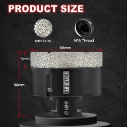 DT-DIATOOL Drill Bit M14 Porcelain Tile Crowns for Tile Granite Marble 1pc Collet, Crown Porcelain Hole Saw