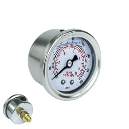 1/8 NPT Fuel Pressure Gauge Liquid 0-160 psi Oil Press Gauge Fuel Gauge White Face Universal Black