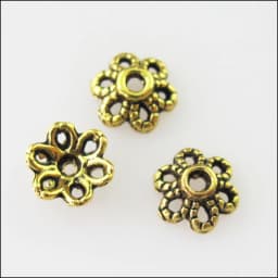 200Pcs Retro Tibetan Silver Bronze Gold Silver Color Flower Spacer End Beads Charms 6mm