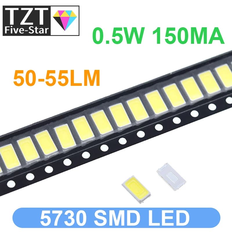 100/200pcs 5630/5730-CW/WW 0.5W-150Ma 50-55lm 6500K White Light SMD 5730 5630 LED 5730 diodes (3.2~3.4V)