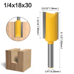 1/4 /6.35 mm Shank Straight Bit Tungsten Carbide Single Double Flute Router Bit Wood Milling Cutter for Woodwork 1 pcs