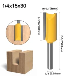 1/4 /6.35 mm Shank Straight Bit Tungsten Carbide Single Double Flute Router Bit Wood Milling Cutter for Woodwork 1 pcs