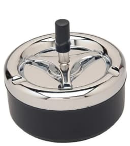 Portable Round Spinning Ashtray Cigarette Ash Stainless Steel Ashtray Housewares Spinning with Cover WF1015