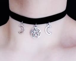 moon and stars necklace - tattoo choker - grunge choker
