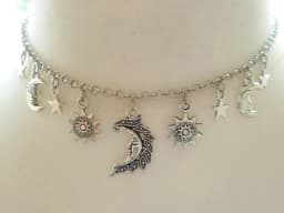 moon and stars necklace - tattoo choker - grunge choker