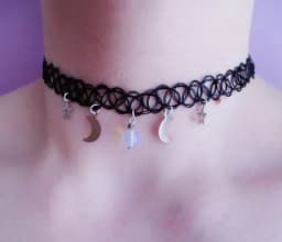 moon and stars necklace - tattoo choker - grunge choker