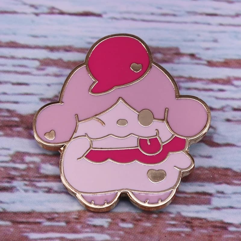 Pink Slurpuff Brooch Wide Smiling Mouth with A Lolling Tongue Badge Cotton Candy Belly Drum Anime Pins