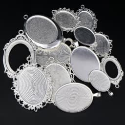 30Gram Mix Styles Antique Brone Silver Plated Zinc Alloy Pendant Blank Cameo Cabochon Base Setting Bezels Jewelry Accessories