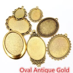 30Gram Mix Styles Antique Brone Silver Plated Zinc Alloy Pendant Blank Cameo Cabochon Base Setting Bezels Jewelry Accessories