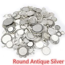 30Gram Mix Styles Antique Brone Silver Plated Zinc Alloy Pendant Blank Cameo Cabochon Base Setting Bezels Jewelry Accessories