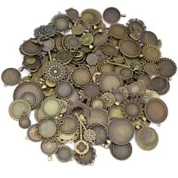 30Gram Mix Styles Antique Brone Silver Plated Zinc Alloy Pendant Blank Cameo Cabochon Base Setting Bezels Jewelry Accessories