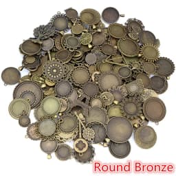 30Gram Mix Styles Antique Brone Silver Plated Zinc Alloy Pendant Blank Cameo Cabochon Base Setting Bezels Jewelry Accessories