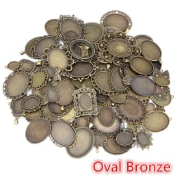30Gram Mix Styles Antique Brone Silver Plated Zinc Alloy Pendant Blank Cameo Cabochon Base Setting Bezels Jewelry Accessories