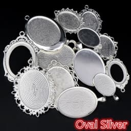 30Gram Mix Styles Antique Brone Silver Plated Zinc Alloy Pendant Blank Cameo Cabochon Base Setting Bezels Jewelry Accessories