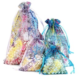 50pcs/lot 7x9cm 9x12cm 10x15cm 13x18cm Colorful Organza Bags Favor Gift Bags Jewelry Packaging Bags Wedding Drawstring Pouches