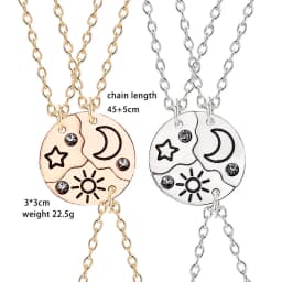3pcs Best Friend Zircon Sun Star Moon Pendant Necklace Friendship Choker Chain 2025 Fashion Jewelry Accessories Gift