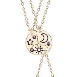 3pcs Best Friend Zircon Sun Star Moon Pendant Necklace Friendship Choker Chain 2025 Fashion Jewelry Accessories Gift