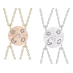 3pcs Best Friend Zircon Sun Star Moon Pendant Necklace Friendship Choker Chain 2025 Fashion Jewelry Accessories Gift