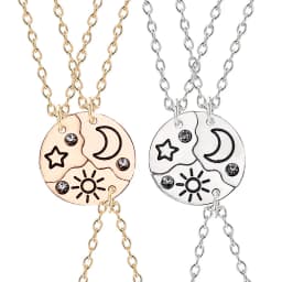 3pcs Best Friend Zircon Sun Star Moon Pendant Necklace Friendship Choker Chain 2025 Fashion Jewelry Accessories Gift