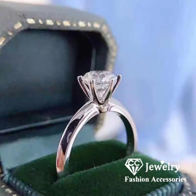CC Wedding Rings For Women 1.25ct 6 Claws Cubic Zirconia Bridal Engagement Propose Ring Ladies Trendy Jewelry Accessories CC633