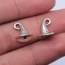 WYSIWYG 10pcs 10x10mm Antique Silver Color Wizard Hat Charms Witch Hat Charms For Jewelry Making DIY Jewelry Findings