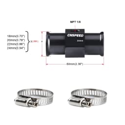 Black Coolant Hose Connection Temp Radiator Hose Adapter 1/8Npt Temperature 18mm 20mm 22mm 24mm Water Temp Joint Pipe Sensor