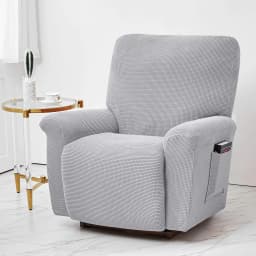 Battilo Waterproof Recliner Chair Cover Elastic Plush Lazy Sofa Cover Massage Chair Covers with Pocket Stretch Plaid Slipcover