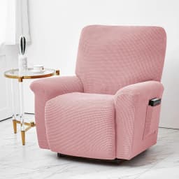 Battilo Waterproof Recliner Chair Cover Elastic Plush Lazy Sofa Cover Massage Chair Covers with Pocket Stretch Plaid Slipcover