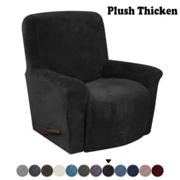 Battilo Waterproof Recliner Chair Cover Elastic Plush Lazy Sofa Cover Massage Chair Covers with Pocket Stretch Plaid Slipcover