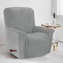 Battilo Waterproof Recliner Chair Cover Elastic Plush Lazy Sofa Cover Massage Chair Covers with Pocket Stretch Plaid Slipcover