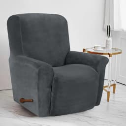 Battilo Waterproof Recliner Chair Cover Elastic Plush Lazy Sofa Cover Massage Chair Covers with Pocket Stretch Plaid Slipcover