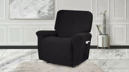 Battilo Waterproof Recliner Chair Cover Elastic Plush Lazy Sofa Cover Massage Chair Covers with Pocket Stretch Plaid Slipcover