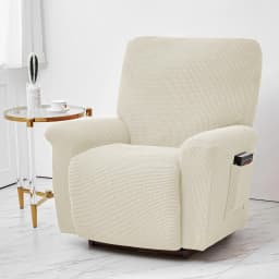 Battilo Waterproof Recliner Chair Cover Elastic Plush Lazy Sofa Cover Massage Chair Covers with Pocket Stretch Plaid Slipcover