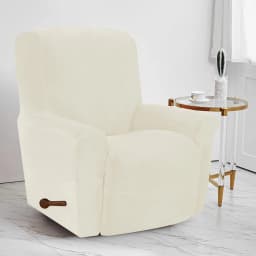 Battilo Waterproof Recliner Chair Cover Elastic Plush Lazy Sofa Cover Massage Chair Covers with Pocket Stretch Plaid Slipcover