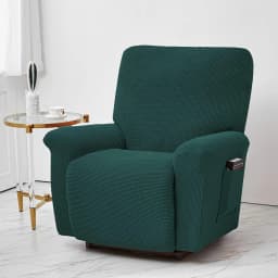 Battilo Waterproof Recliner Chair Cover Elastic Plush Lazy Sofa Cover Massage Chair Covers with Pocket Stretch Plaid Slipcover