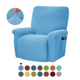Battilo Waterproof Recliner Chair Cover Elastic Plush Lazy Sofa Cover Massage Chair Covers with Pocket Stretch Plaid Slipcover