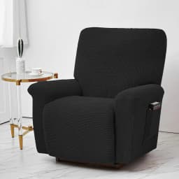 Battilo Waterproof Recliner Chair Cover Elastic Plush Lazy Sofa Cover Massage Chair Covers with Pocket Stretch Plaid Slipcover