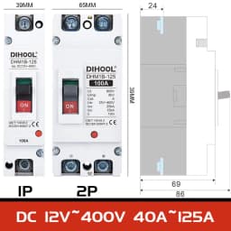 DC Mccb Circuit Breaker DC12V 24V 36V 48V 96V 120V 100A 200A 300A 400A Solar Battery Protector Car Charging Pile Isolator