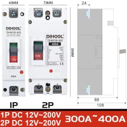 DC Mccb Circuit Breaker DC12V 24V 36V 48V 96V 120V 100A 200A 300A 400A Solar Battery Protector Car Charging Pile Isolator