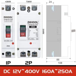 DC Mccb Circuit Breaker DC12V 24V 36V 48V 96V 120V 100A 200A 300A 400A Solar Battery Protector Car Charging Pile Isolator