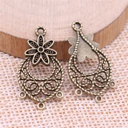 WYSIWYG 10pcs 29x15mm 3 Colors Flower Drop Earring Connector For Jewelry Making DIY Jewelry Findings